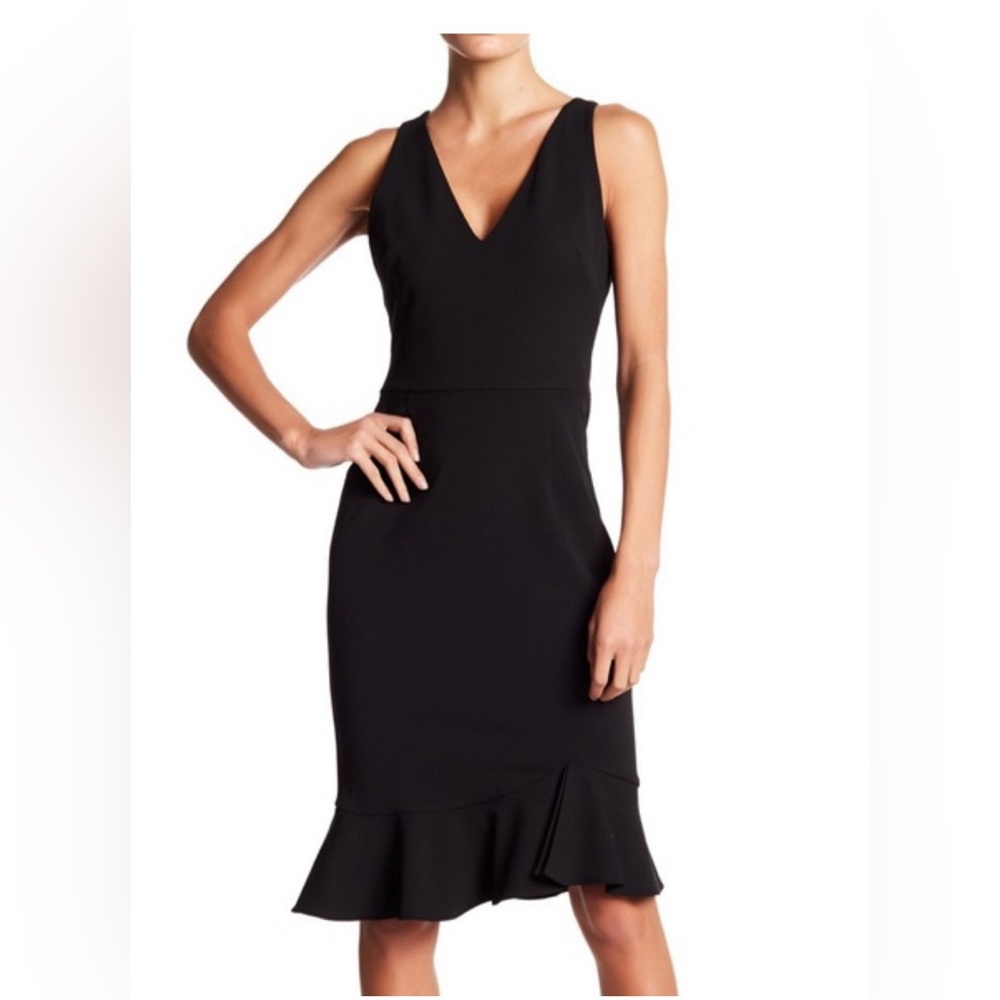 Betsey Johnson Dress Size 8 Black Ruffled Peplum‎ Sheath Dress PERFECT 🖤